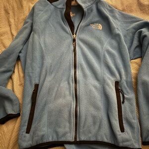 The North Face Light Blue Fleece with Black Trim